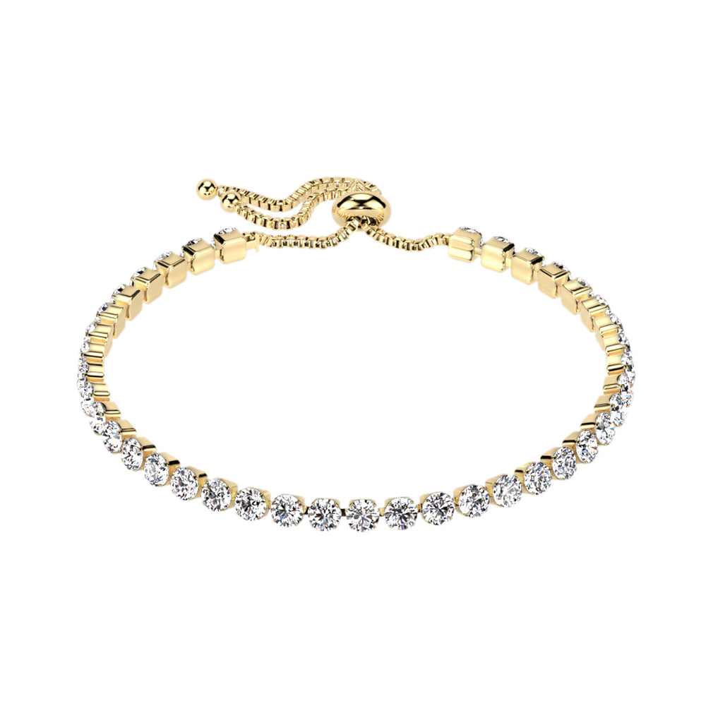 (25cm) Edelstahl Armband Verstellbare Armkette mit Strass Steinen - Gold