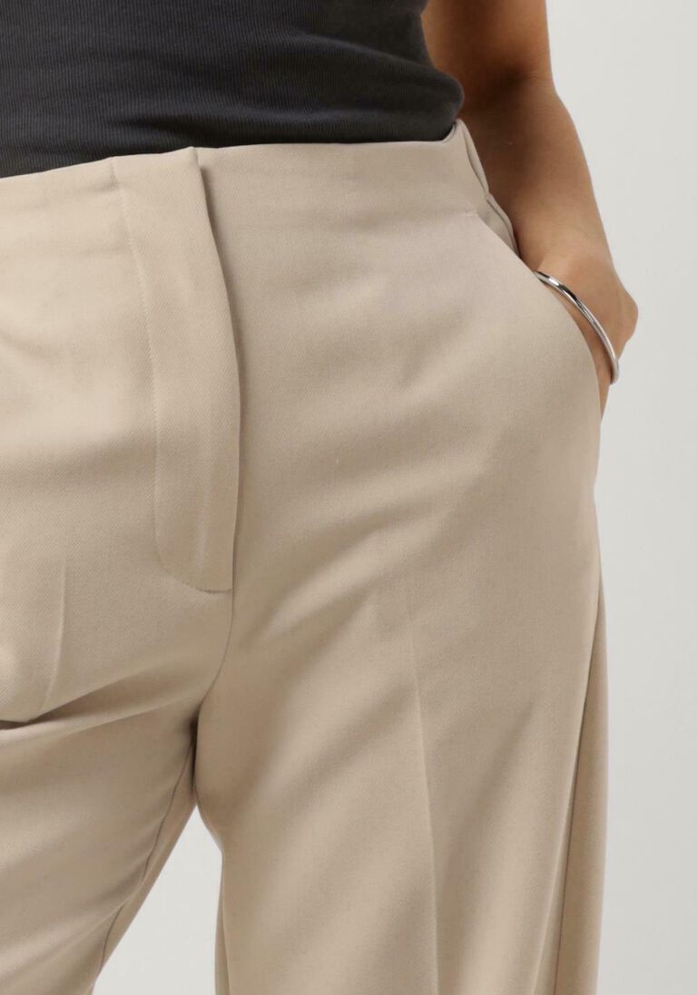 SECOND FEMALE beige second female wijde broek evie classic trousers