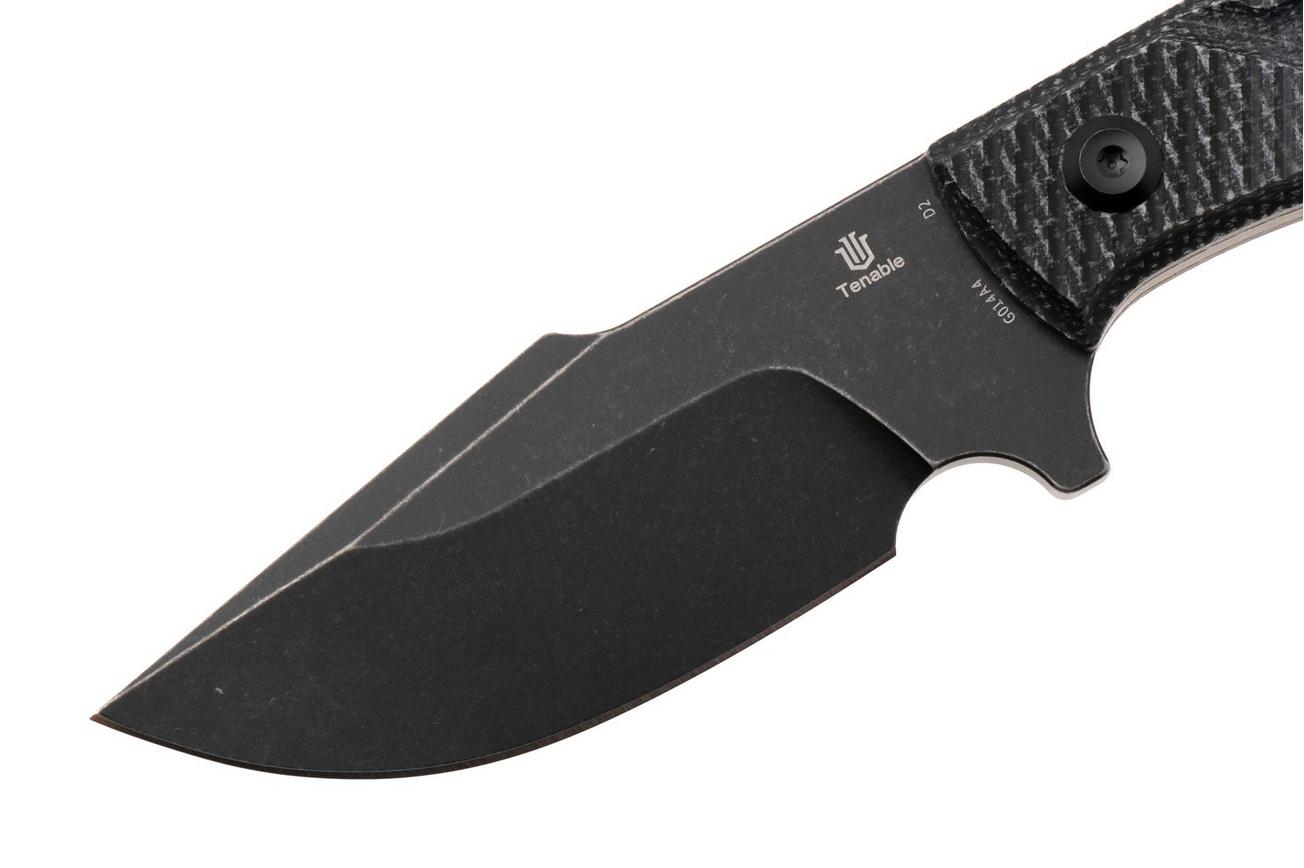 Tenable Knives Tiny Dancer G014A4 Blackwashed D2, Black Micarta, vaststaand mes, JB Stout design