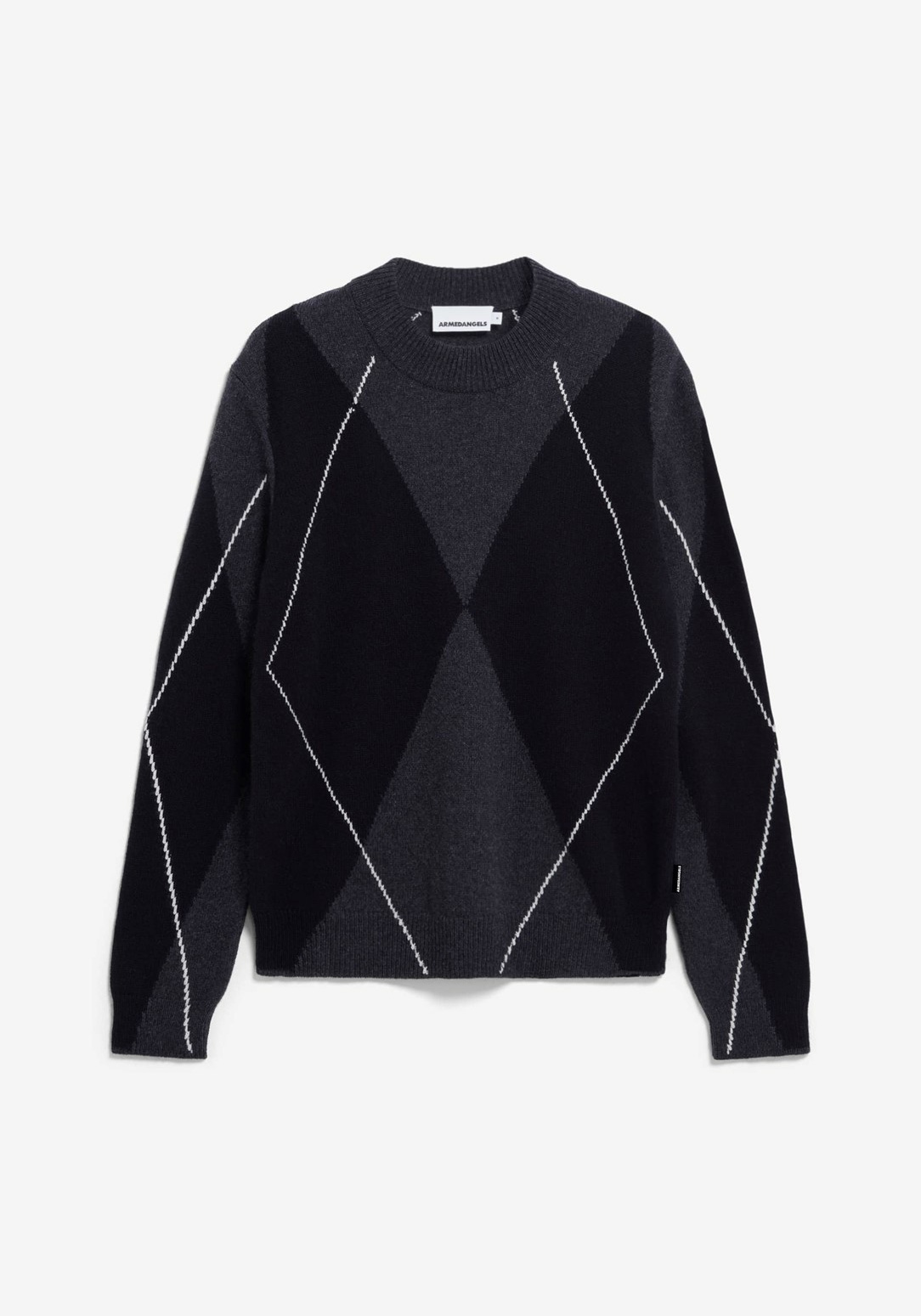 Armedangels Strickpullover Aargelius Steel Melange-Black-Oatmilk