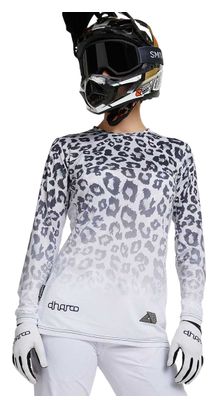 Maillot Manches Longues Femme Dharco Signé Amaury Pierron Léopard Blanc