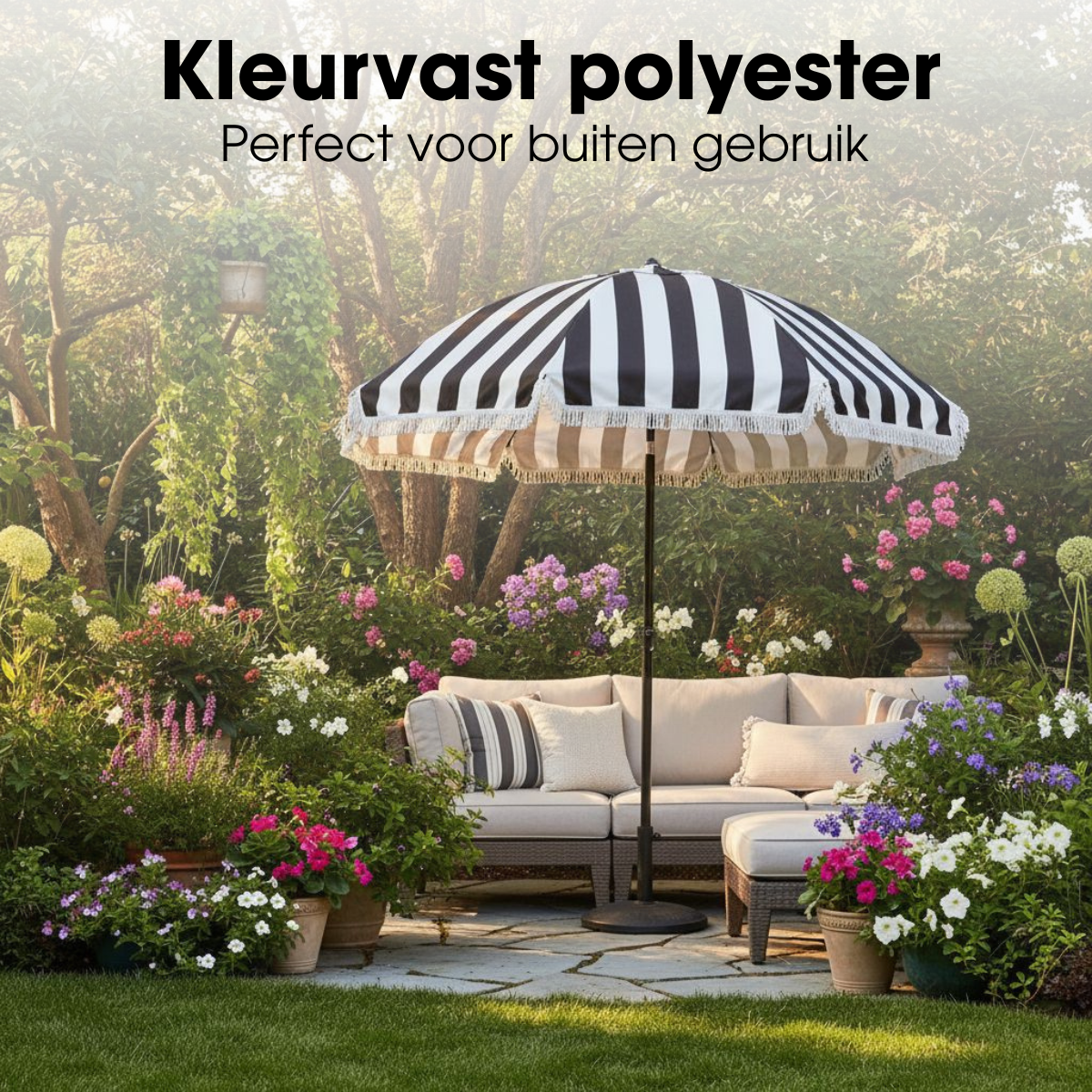 Mica Decorations Parasol Osborn Zwart Wit 238 x d220 cm