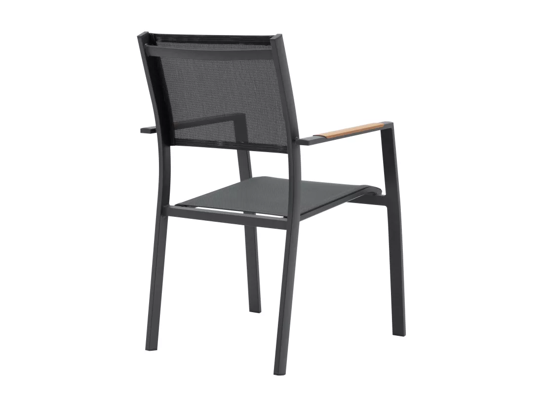 Salle à manger de jardin en aluminium et polywood : une table extensible L.170/230 cm et 8 fauteuils empilables - Naturel clair et anthracite - MACILA de MYLIA