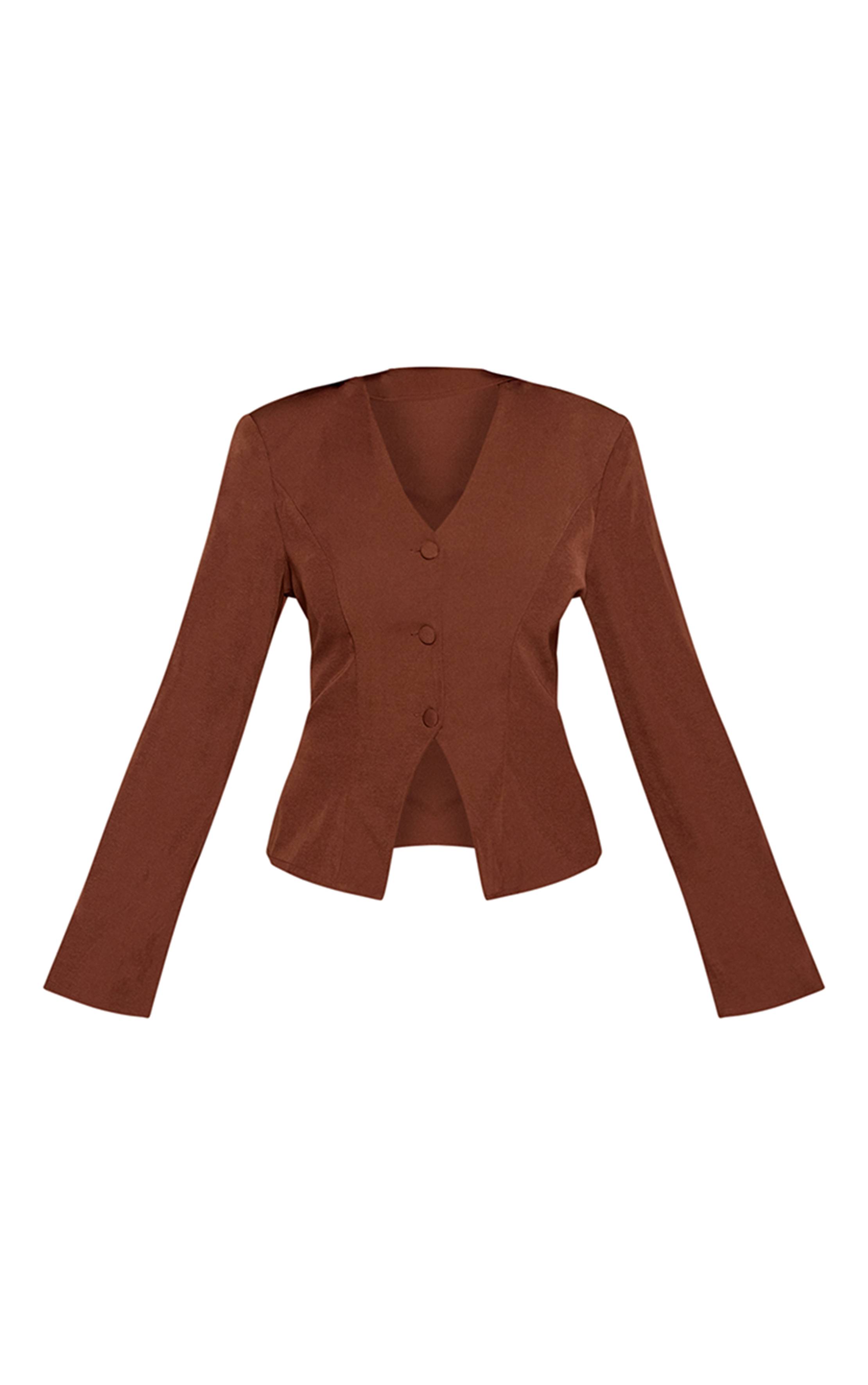 Chocolat Blazer Ajusté Cintré À Boutons Et Coupe Structurée Shape