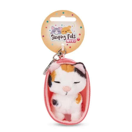 NICI Schlüsselanhänger Sleeping Pets Katze dreifarbig, 8 cm