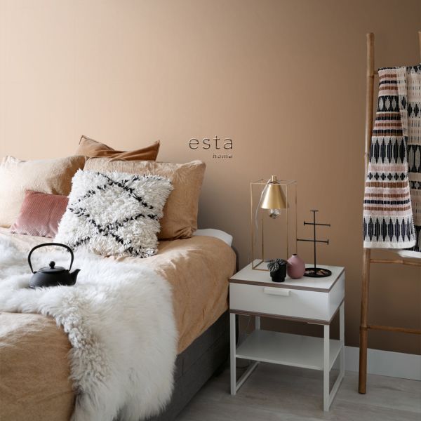Estahome Effen Behang - 0,53 x 10,05 m - Glanzend Koper Bruin