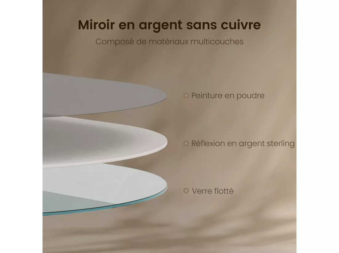 EMKE Miroir mural 60 × 80 cm Miroir ovale avec cadre doré, Miroir non lumineux salle de bain