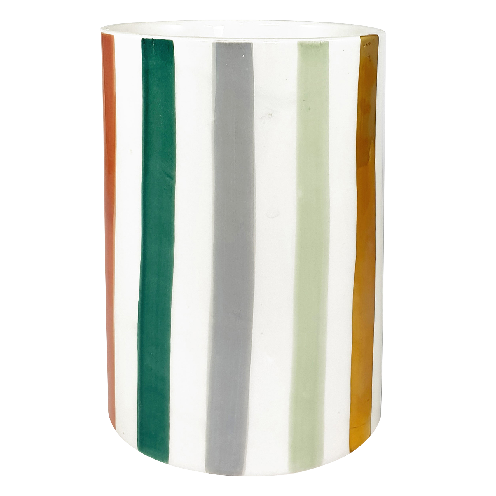 Grand pot rayé en céramique | Blanc