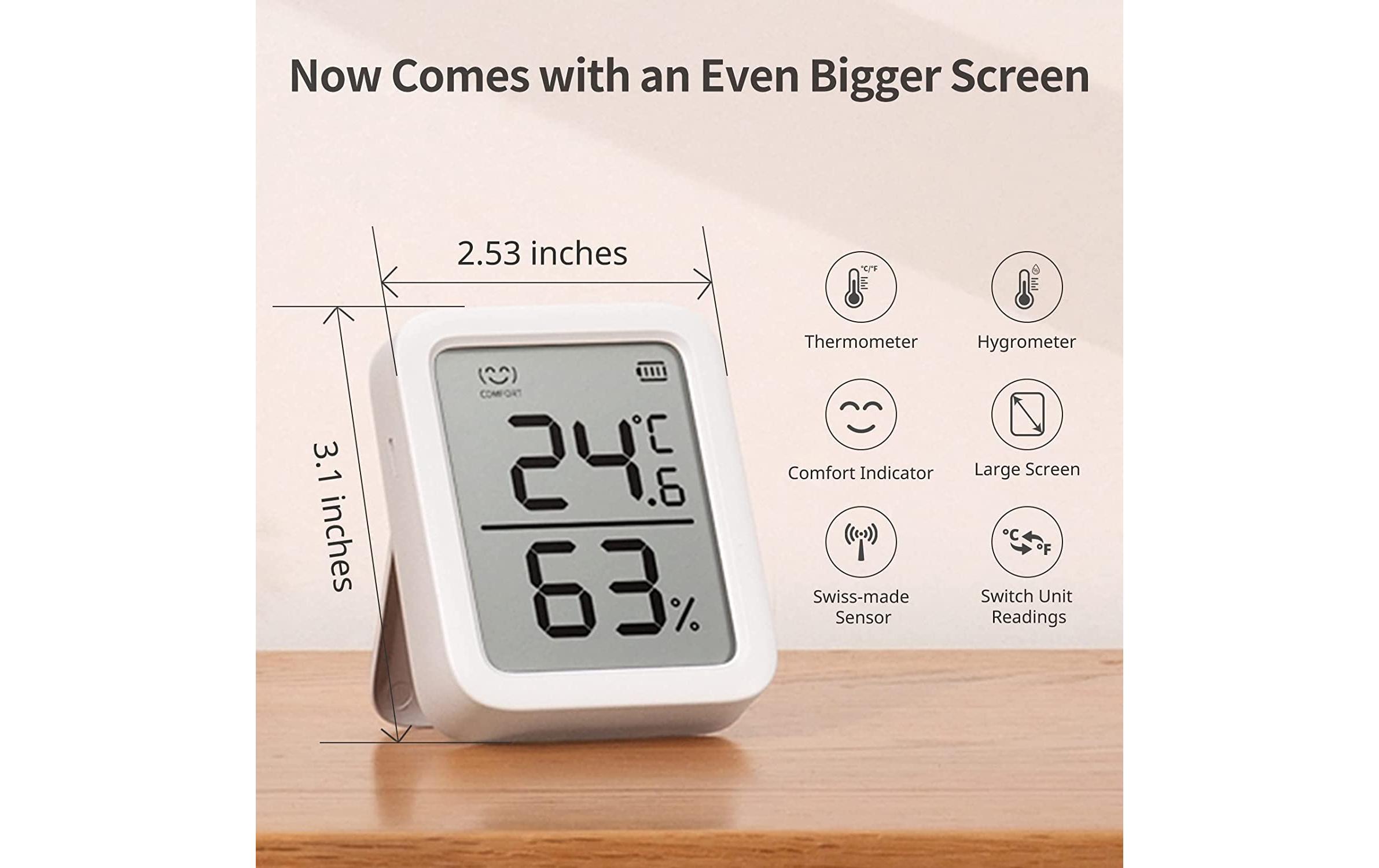 Smartes Innen-Thermometer, Weiss, BluetoothTemperatur- und Feuchtigkeitsmessgerät mit sehr hoher Genauigkeit