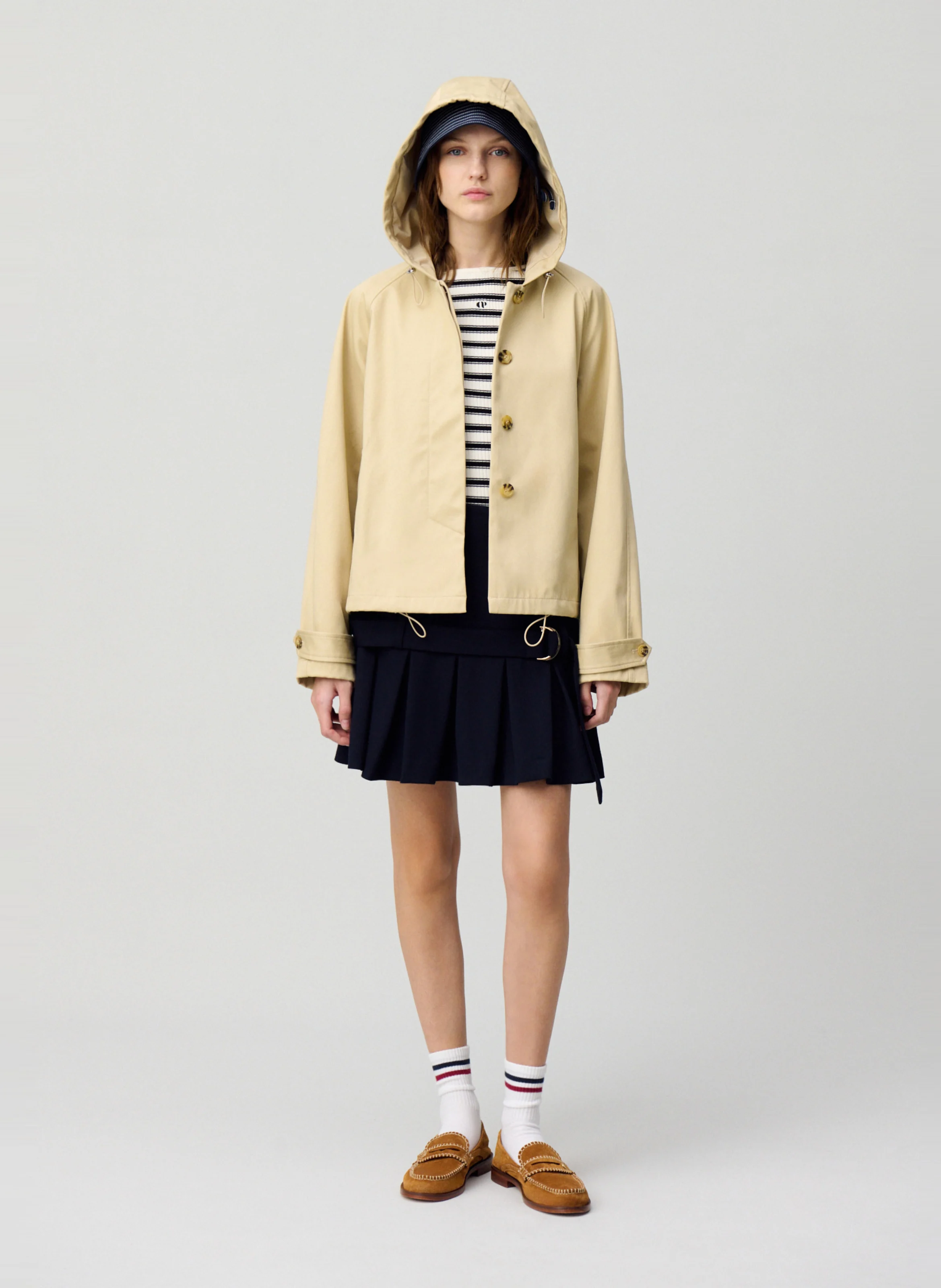 Parka légère à capuche en coton | Beige