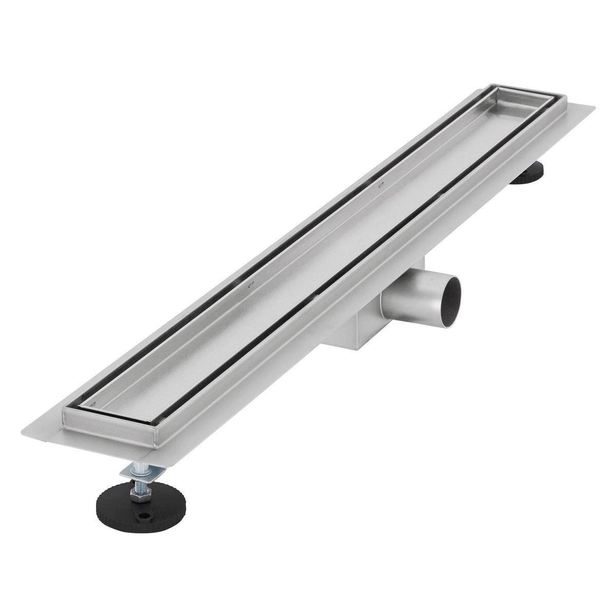 LuxeBath Doucheafvoer 70cm 2in1, betegelbaar, extra vlak, RVS, zilver, dubbelzijdige vloerafvoer, complete vloerinbouwset, doucheafvoer, sifon met stankafsluiter, haarzeef, douchegoot
