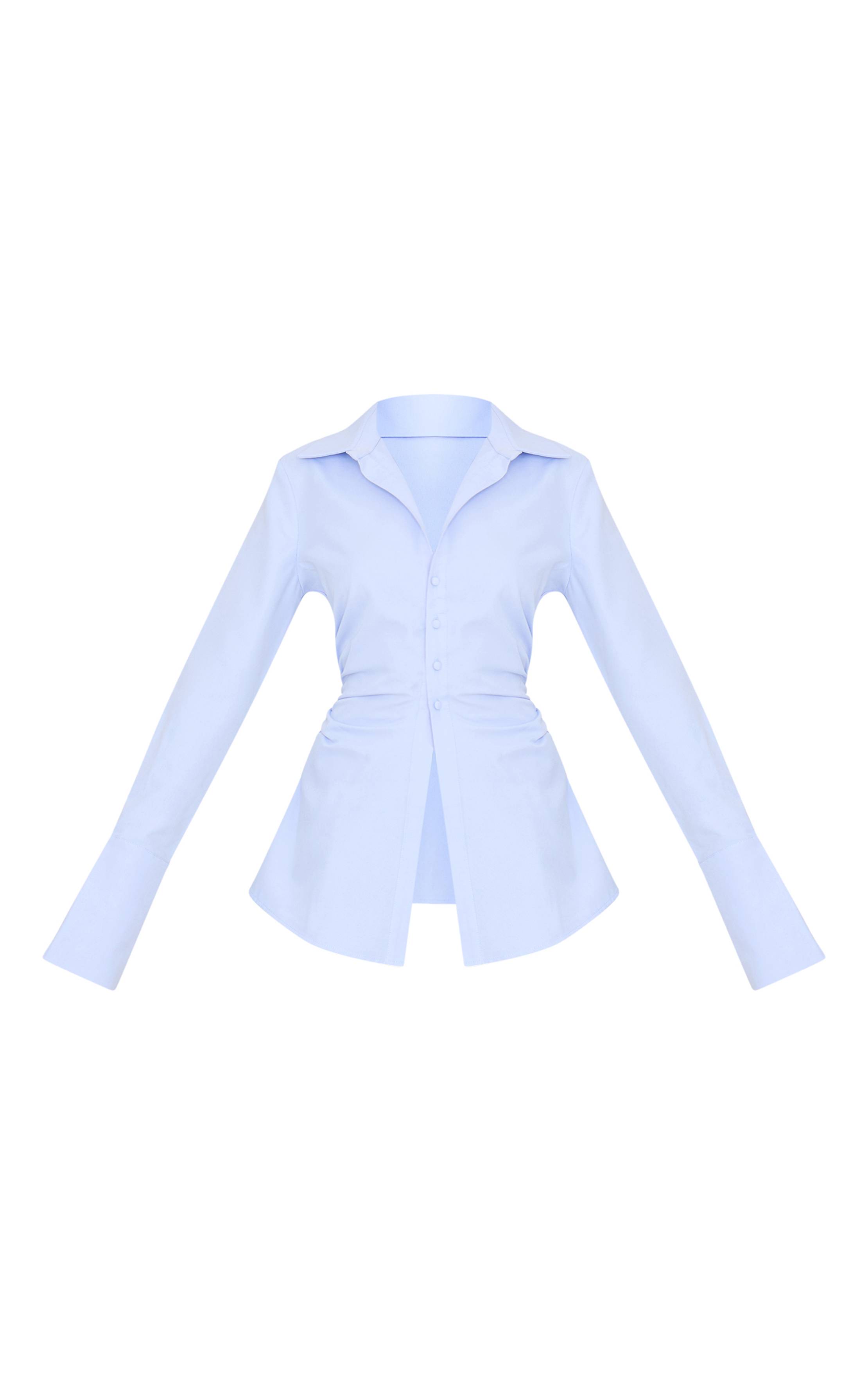 Bleu Clair Chemise Cintrée Asymétrique