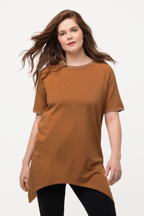 T-Shirt, Ziernähte, Rundhals, Halbarm, Biobaumwolle