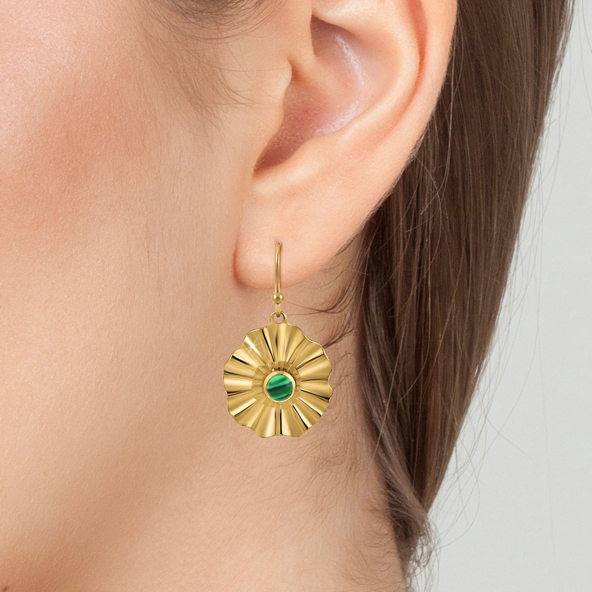 Boucles d'oreilles SC Bohème ornées d'une malachite