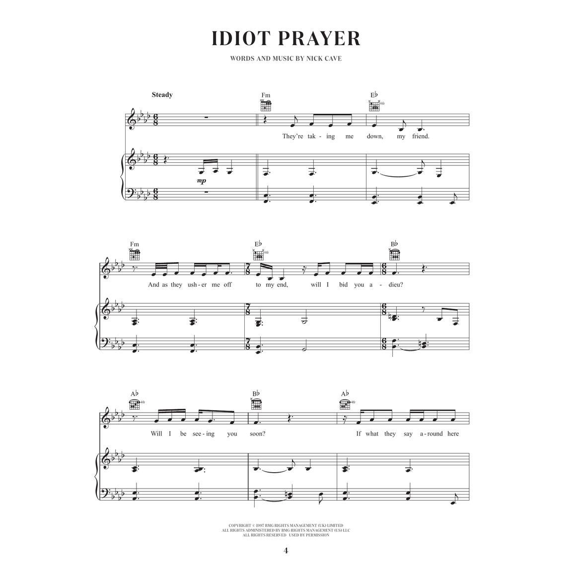 Hal Leonard Nick Cave Idiot Prayer voor piano, zang en gitaar