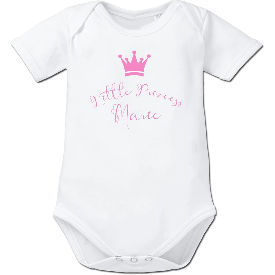 Schnullireich Baby Body (Kurzarm) mit Namen Little Princess Weiß