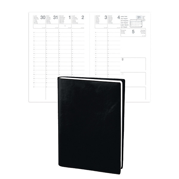 Exdi Agenda semainier Calliope - 16 x 24 cm  - Noir- Août 2025 à Juillet 2026