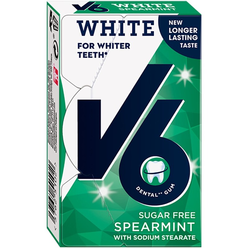 V6 Kaugummi White Spearmint, 24 g