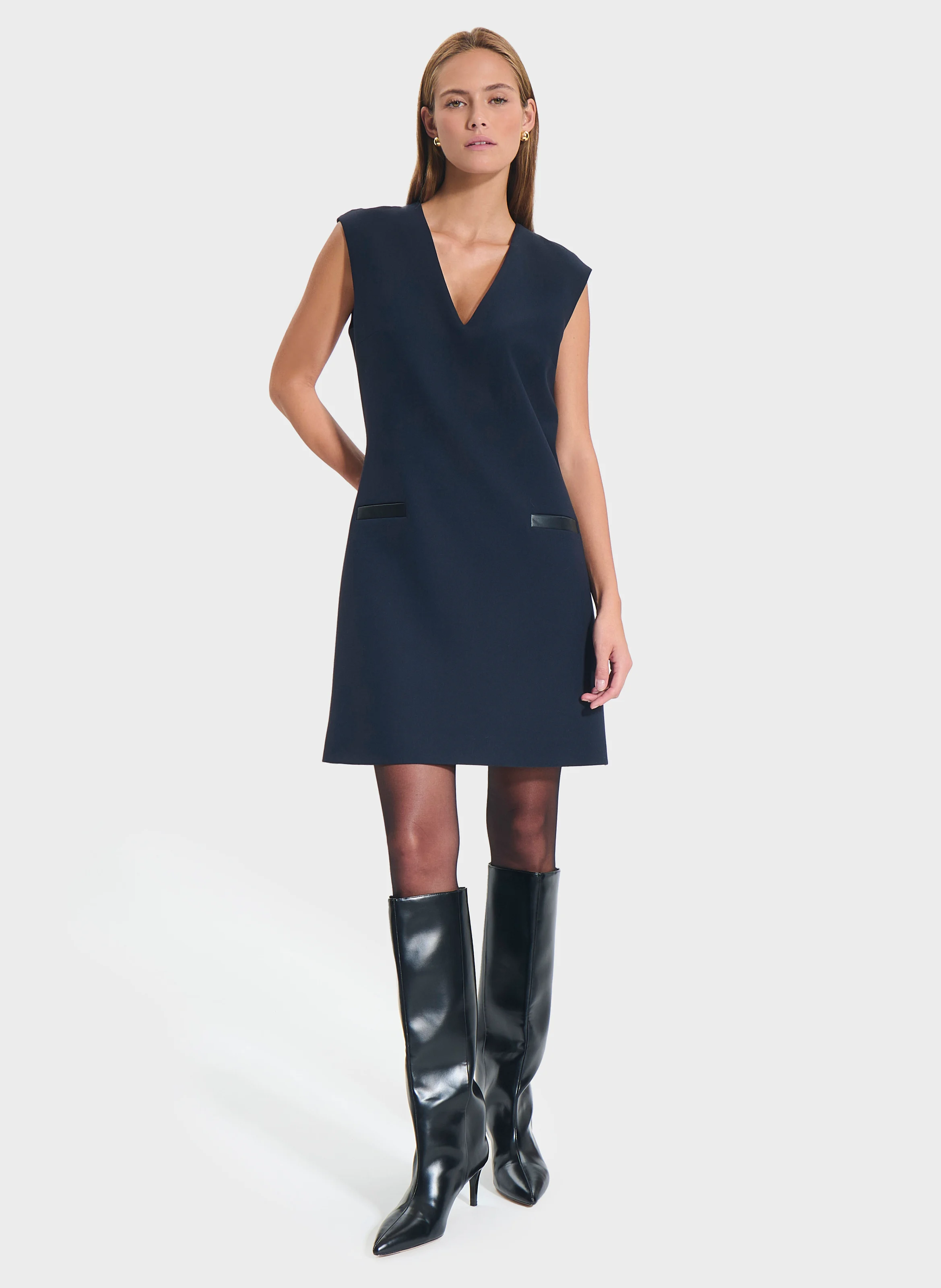 ROMINE - Robe courte col V | Bleu