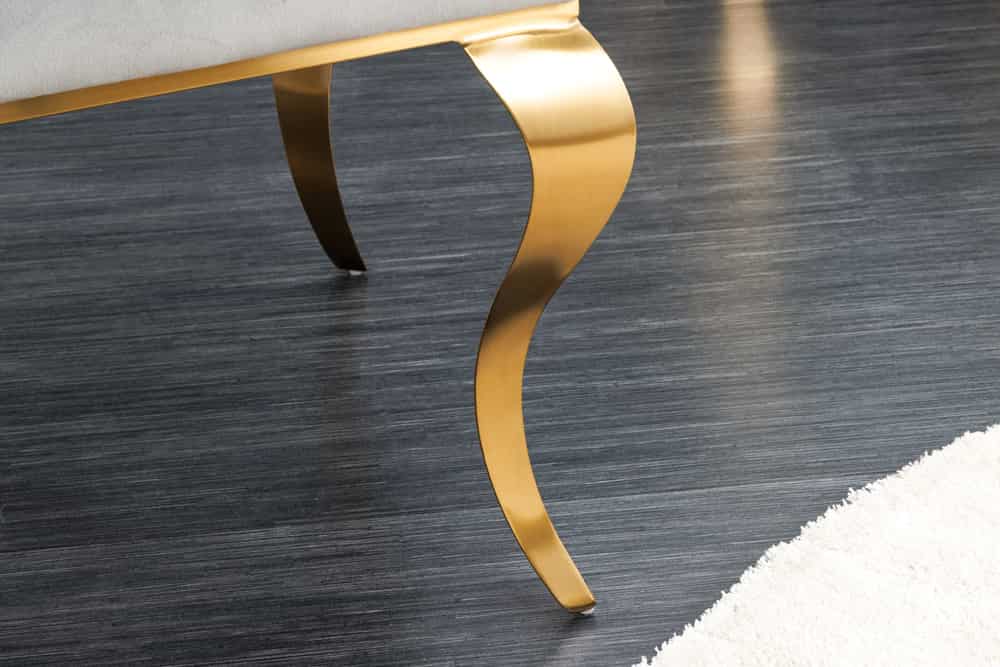 Design Stuhl MODERN BAROCK grau Samt goldene Stuhlbeine