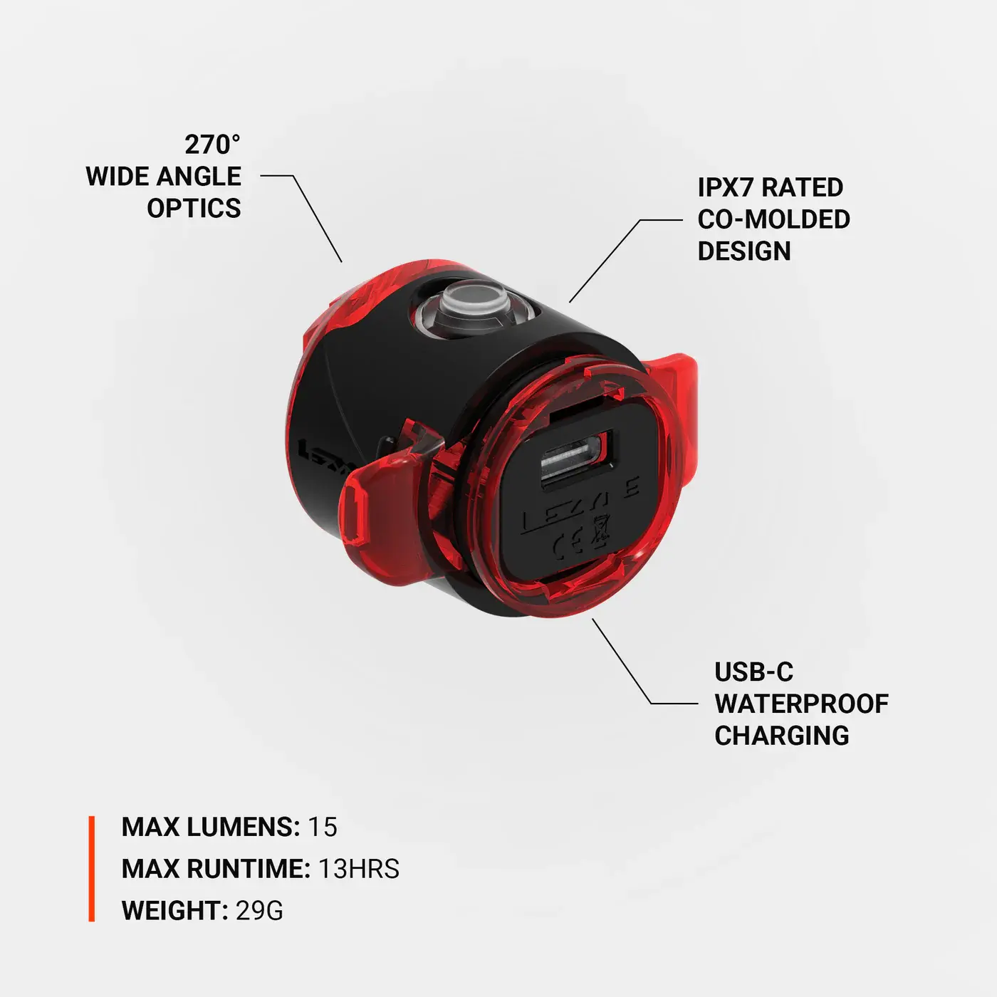 Lezyne Femto USB C Achterlicht Zwart