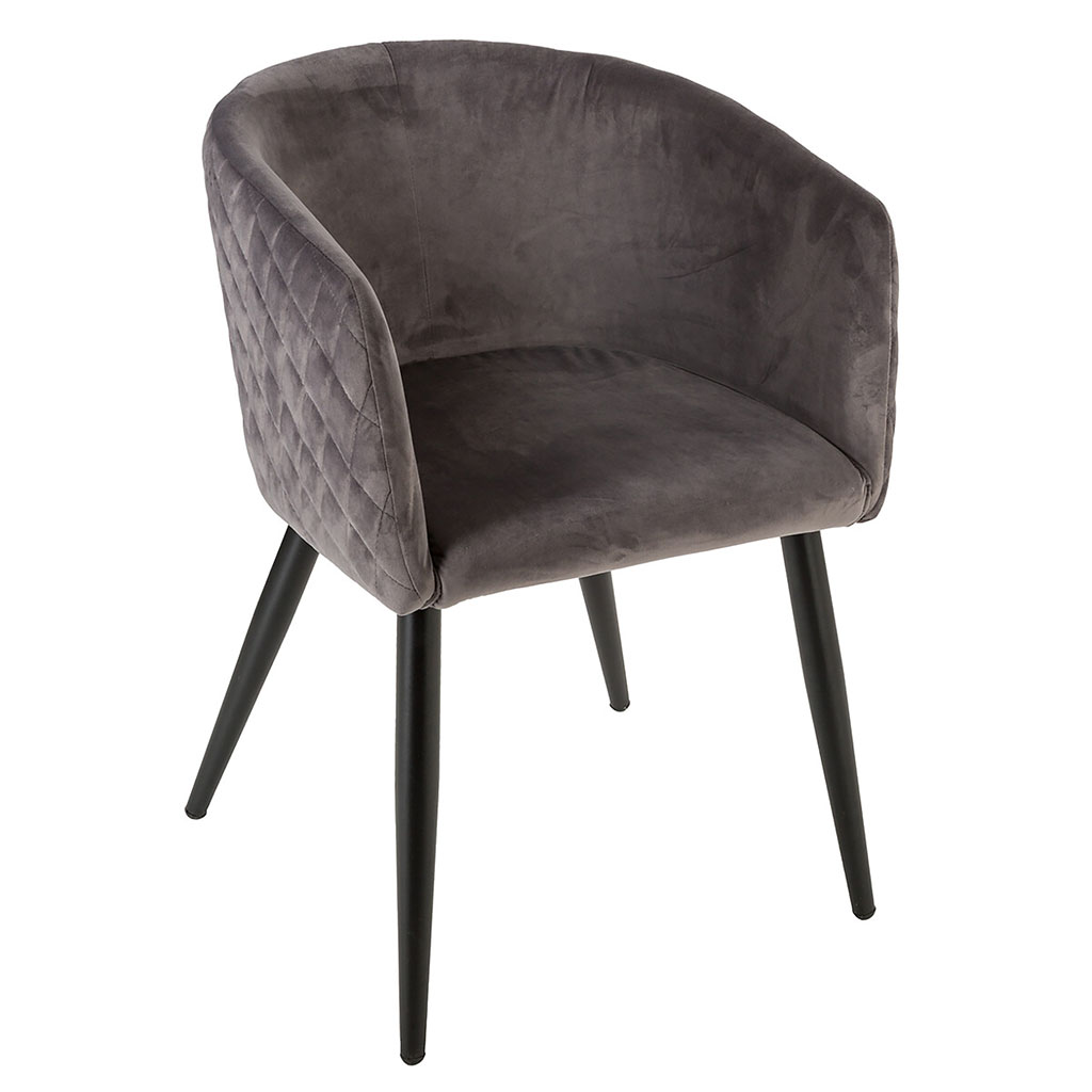 Fauteuil diner MARLO velours gris foncé