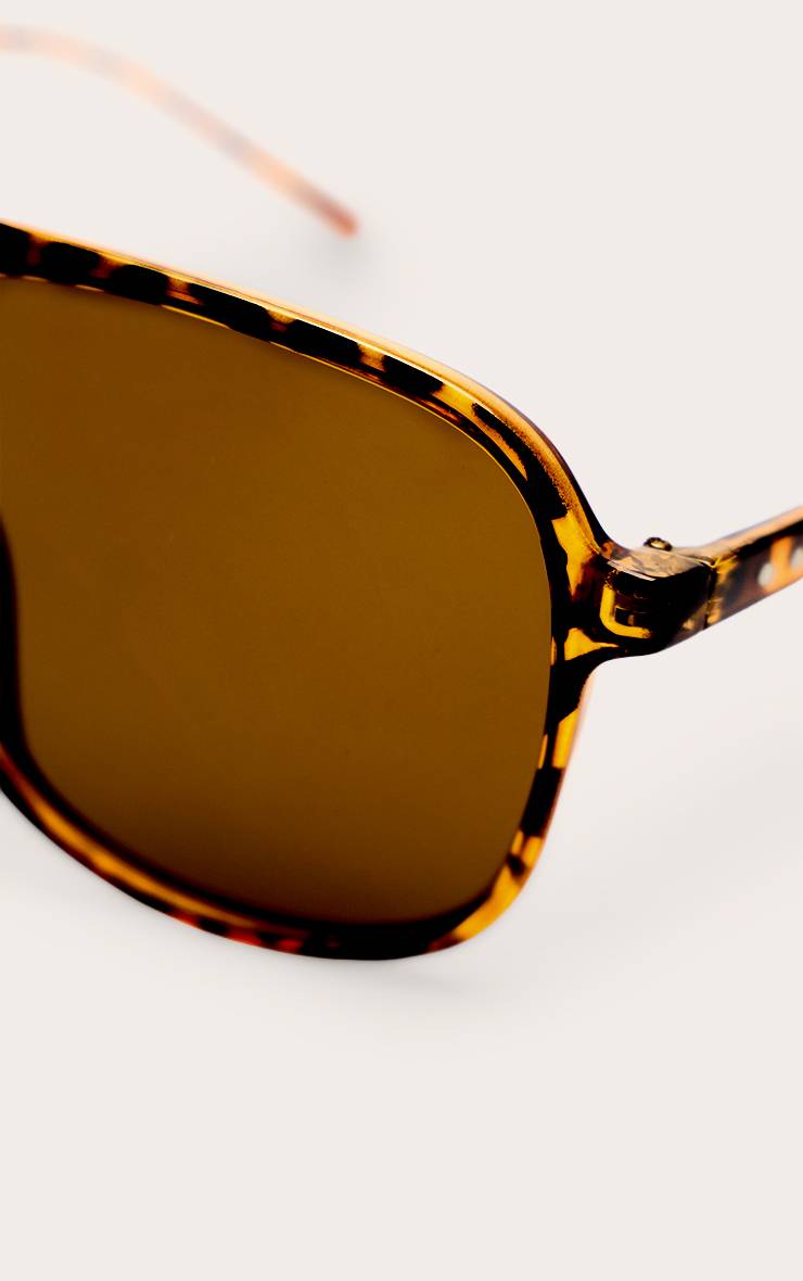 Tortoiseshell Lunettes De Soleil Aviateur Surdimensionnées À Monture Écaille