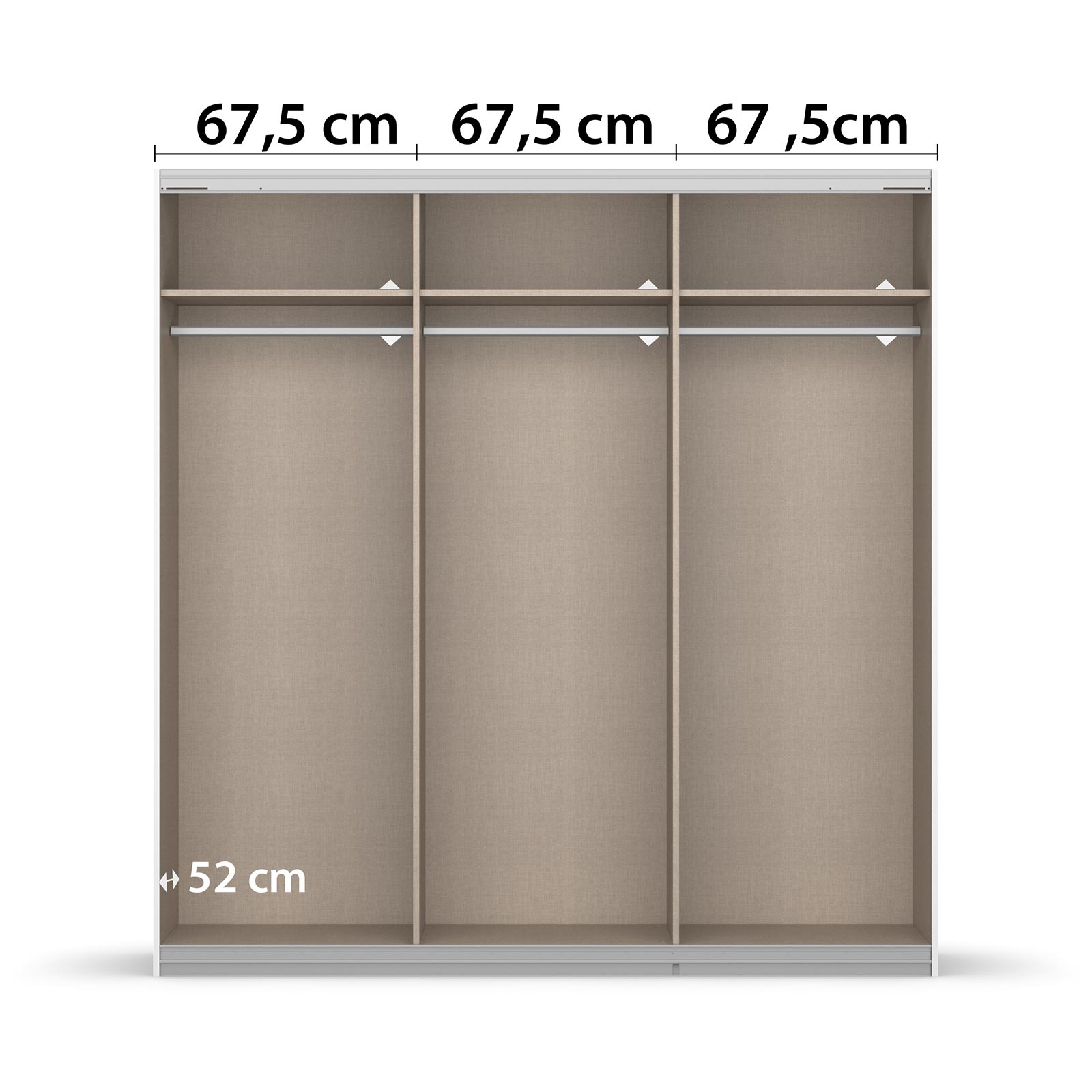 Schwebetürenschrank - grau metallic - mit Spiegel - 2 Glastüren - 203x210 cm