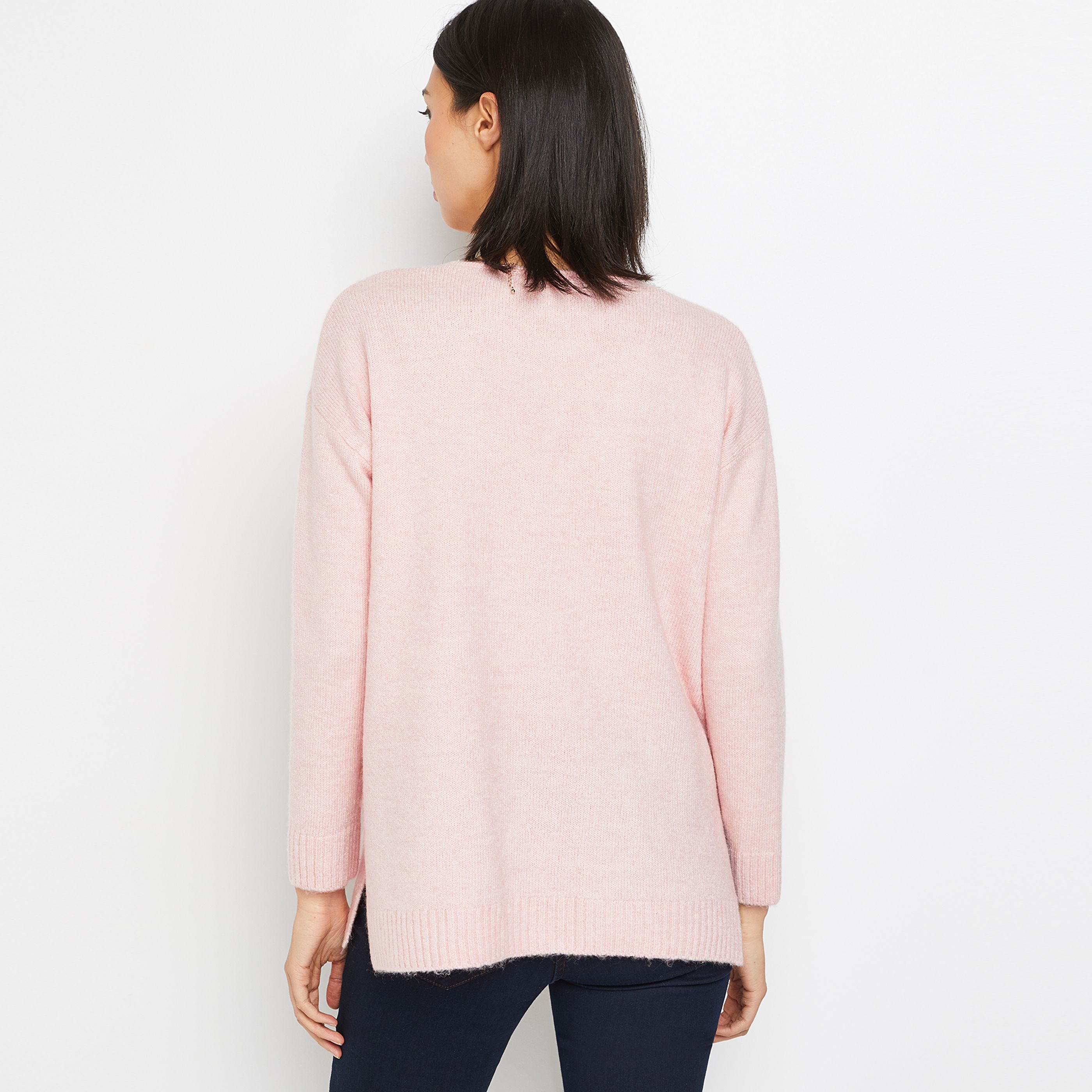 Pull long col V femme - ROSE
