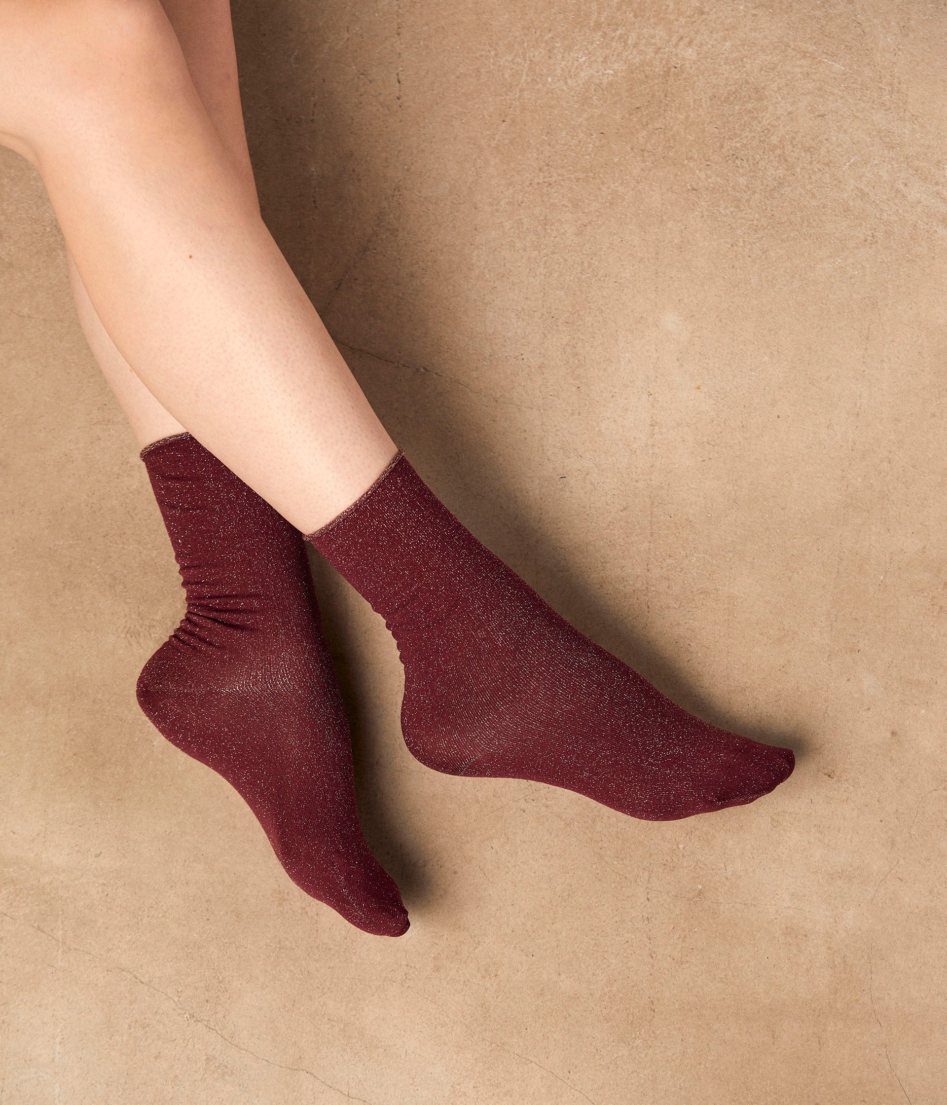 Chaussettes bordeaux or Alexina