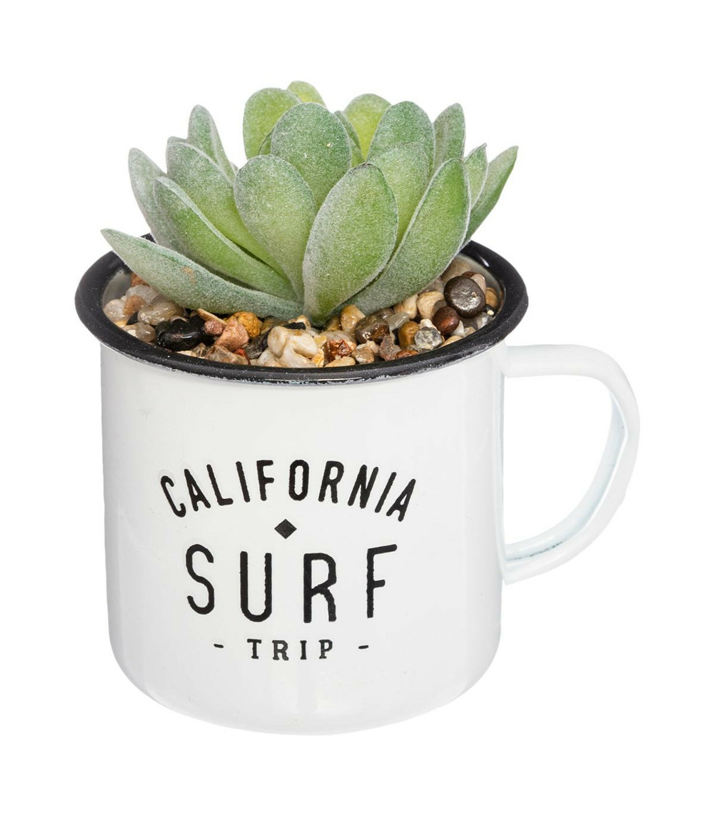 Plante artificielle dans un mug en métal h 10.5 cm