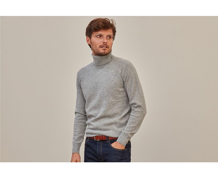 Pull col roulé homme laine Gris Chiné - EMERSTON