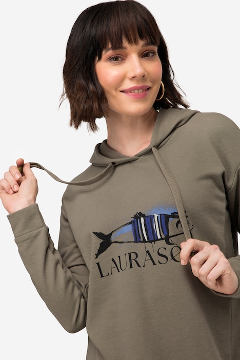 Hoodie, Fisch Motiv, Kapuze, Langarm