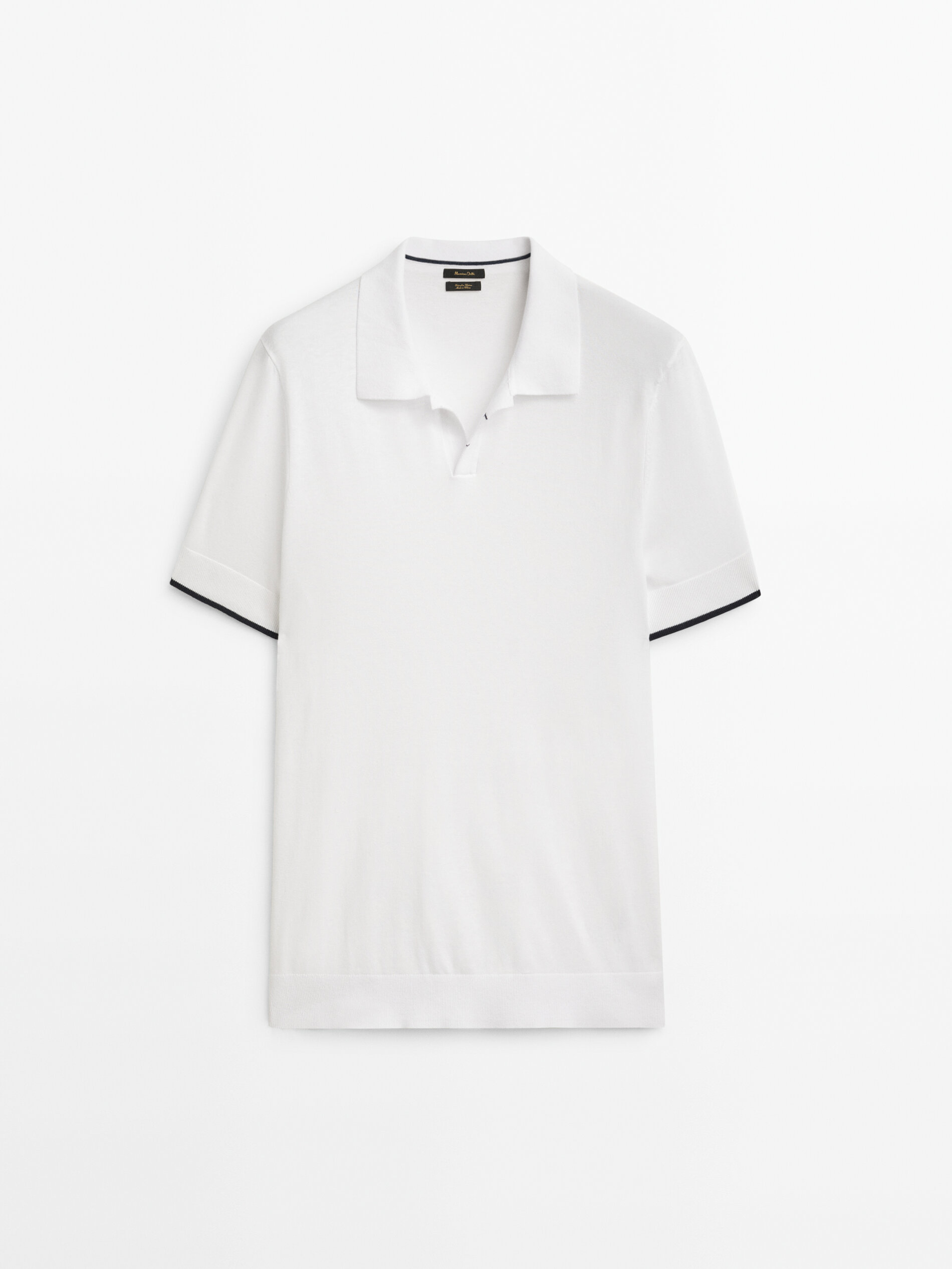 Camisa polo de manga curta contrastante - BRANCA