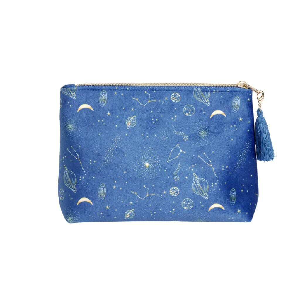 Pochette velours motif cosmic astro 21x7,5xH15,5cm - 2 modèles bleu ou rouge