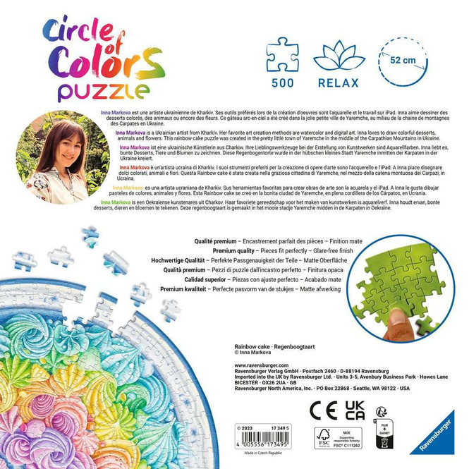 Puzzle - Circle of Colors - Rainbow Cake - 500 Teile