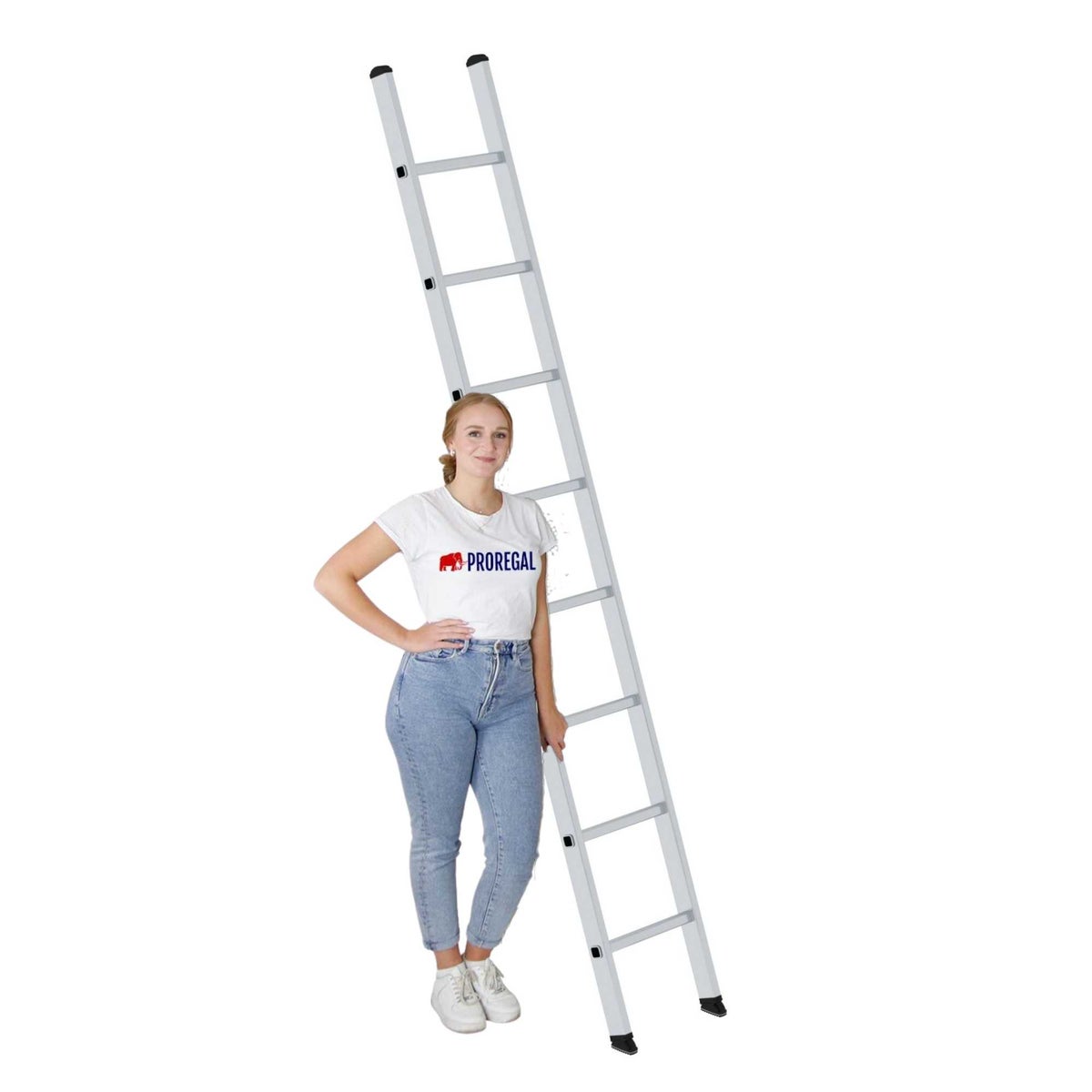 PROREGAL sportschuifladder 350 mm breed zonder dwarsbalk, 8 sporten