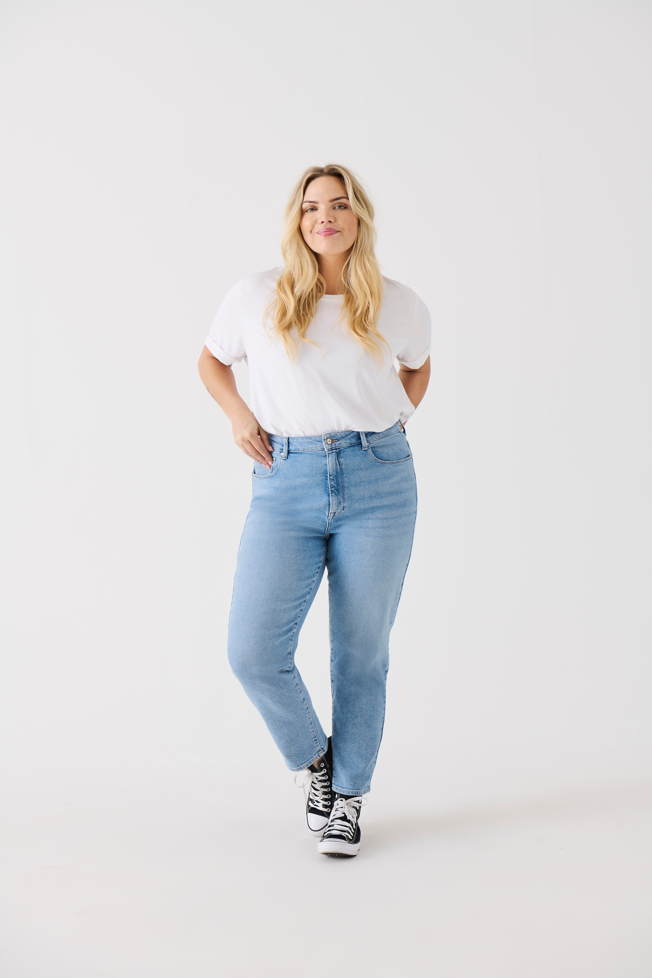 ONLY CARMAKOMA High-waist-Jeans »CAREMILY STRETCH HW STR ANK DNM CRO1 NOOS«