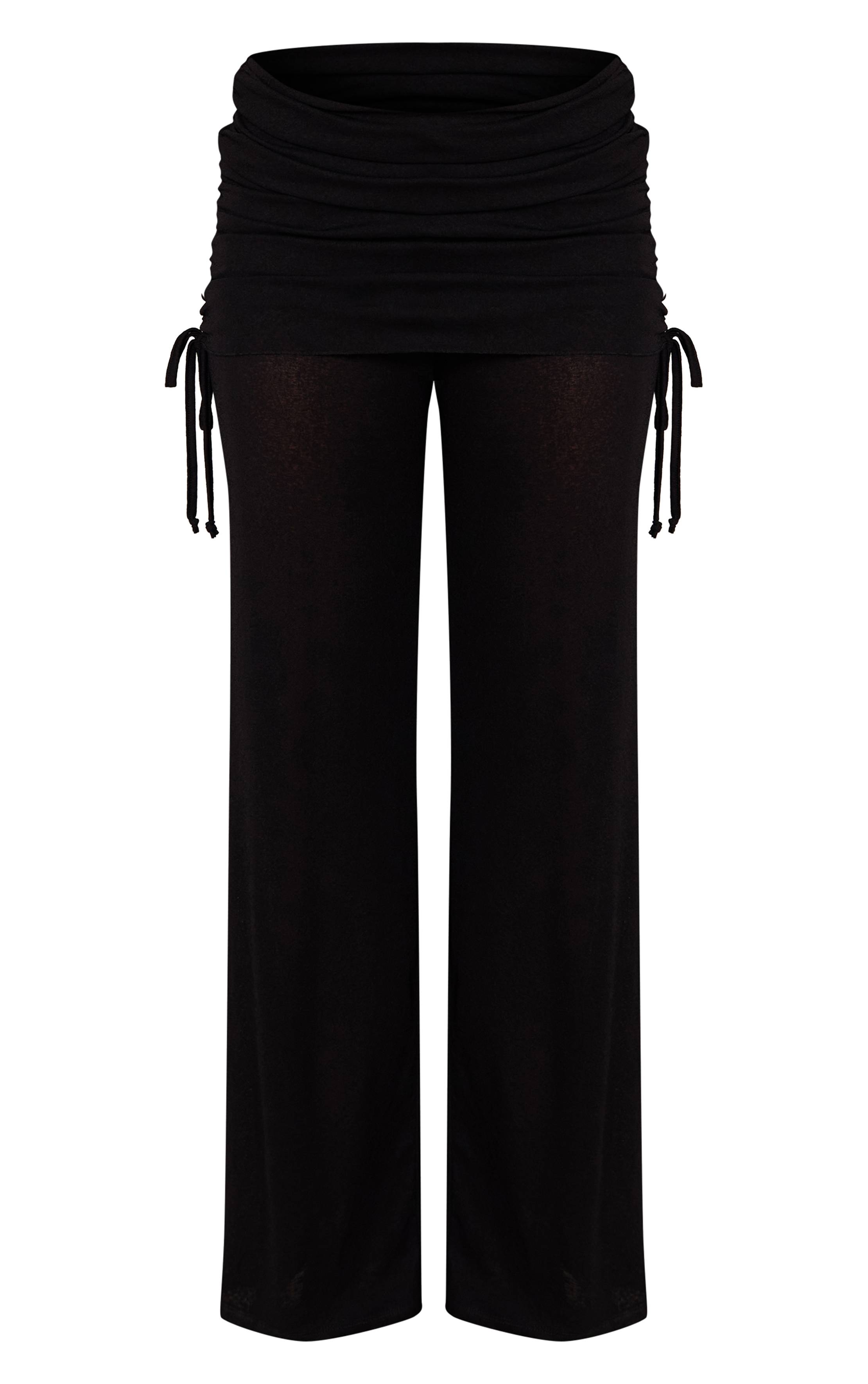 Noir Pantalon Droit À Panneau Drapé