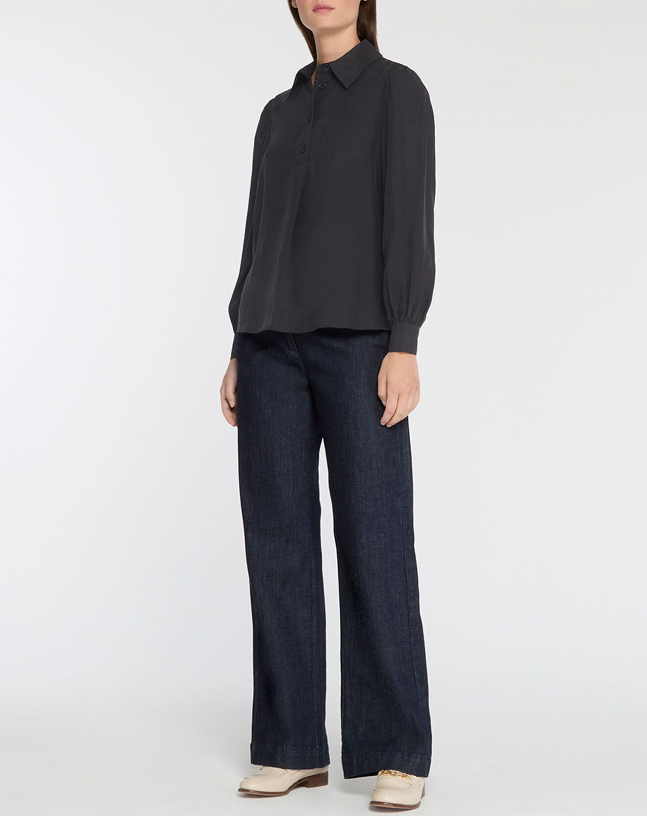 Jodhpur Chemise 100% Soie Panos noire