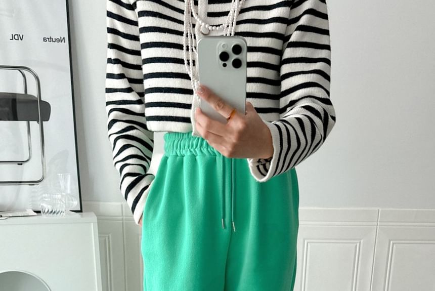 Chubby Girl - Effen fleecegevoerde joggingbroek met trekkoord in de taille