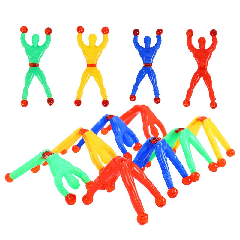 (10er Set) 90x35mm Kletter Männchen Kinder Klebe Spielzeug Glibber Fensterläufer Crawler Mann Kinder Geburtstag Gast Geschenk - Assortiert