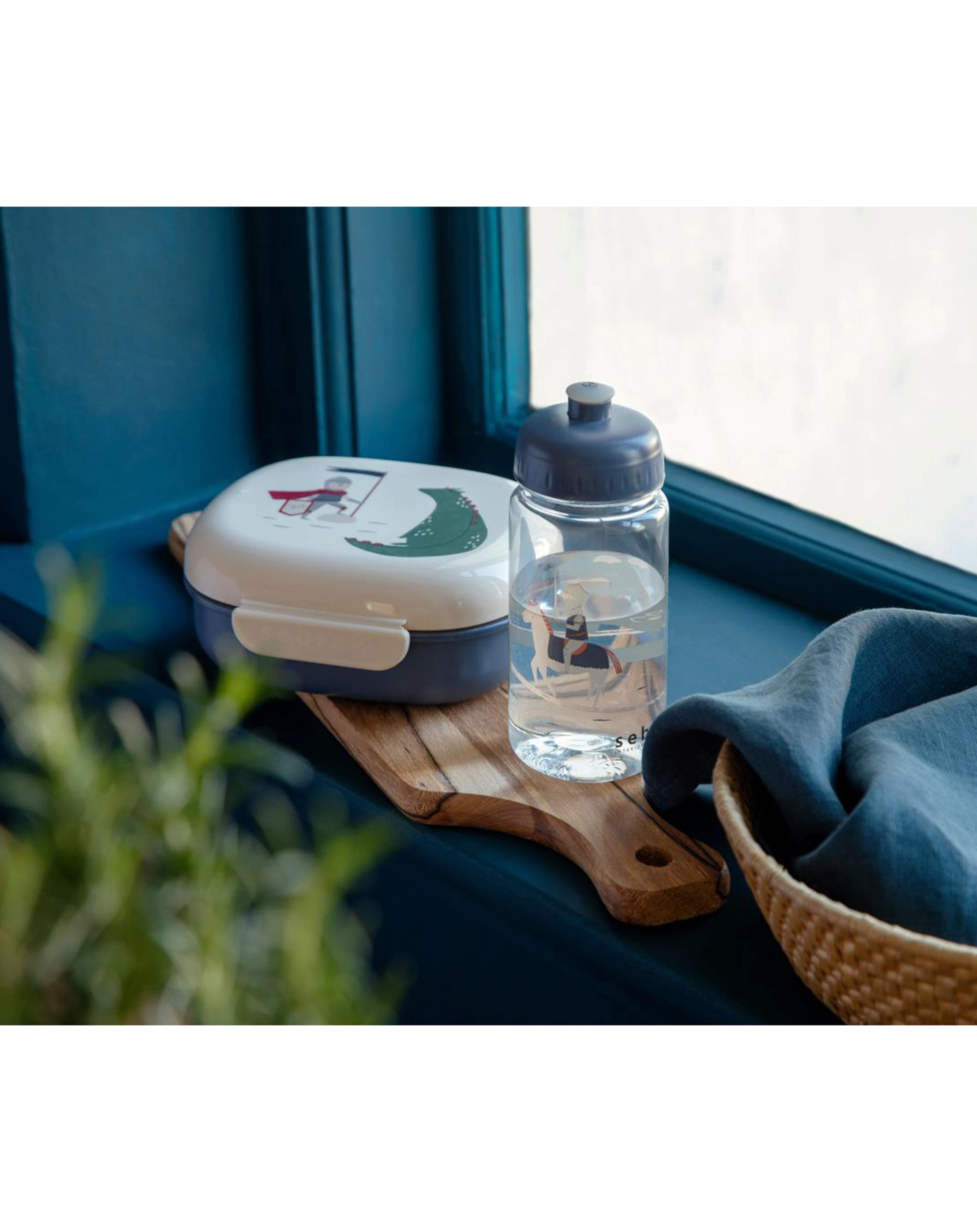 Lunchbox DRAGON TALES mit Trennwand (18x17x7) in blau/weiß