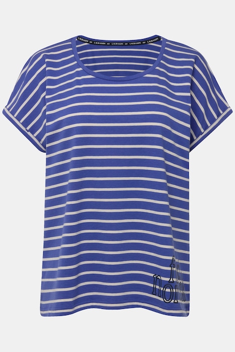 T-Shirt, oversized, Ringel, Rundhals, Halbarm