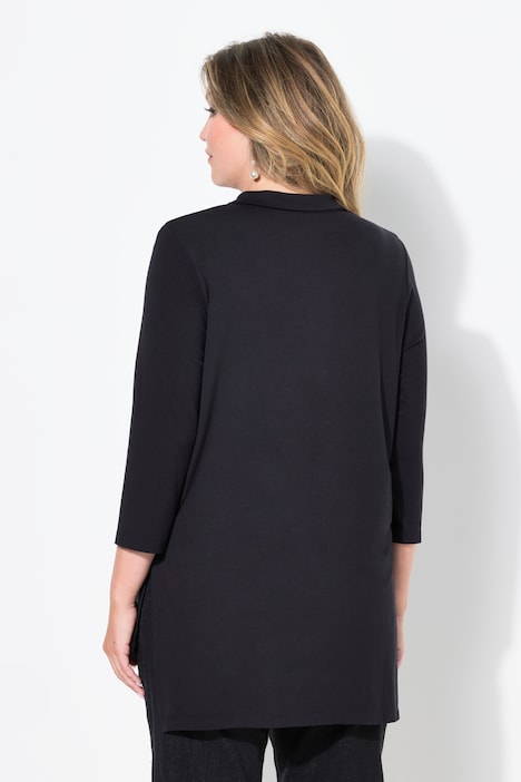 Blusenshirt, Straight Fit, Hemdkragen, 3/4-Ärmel