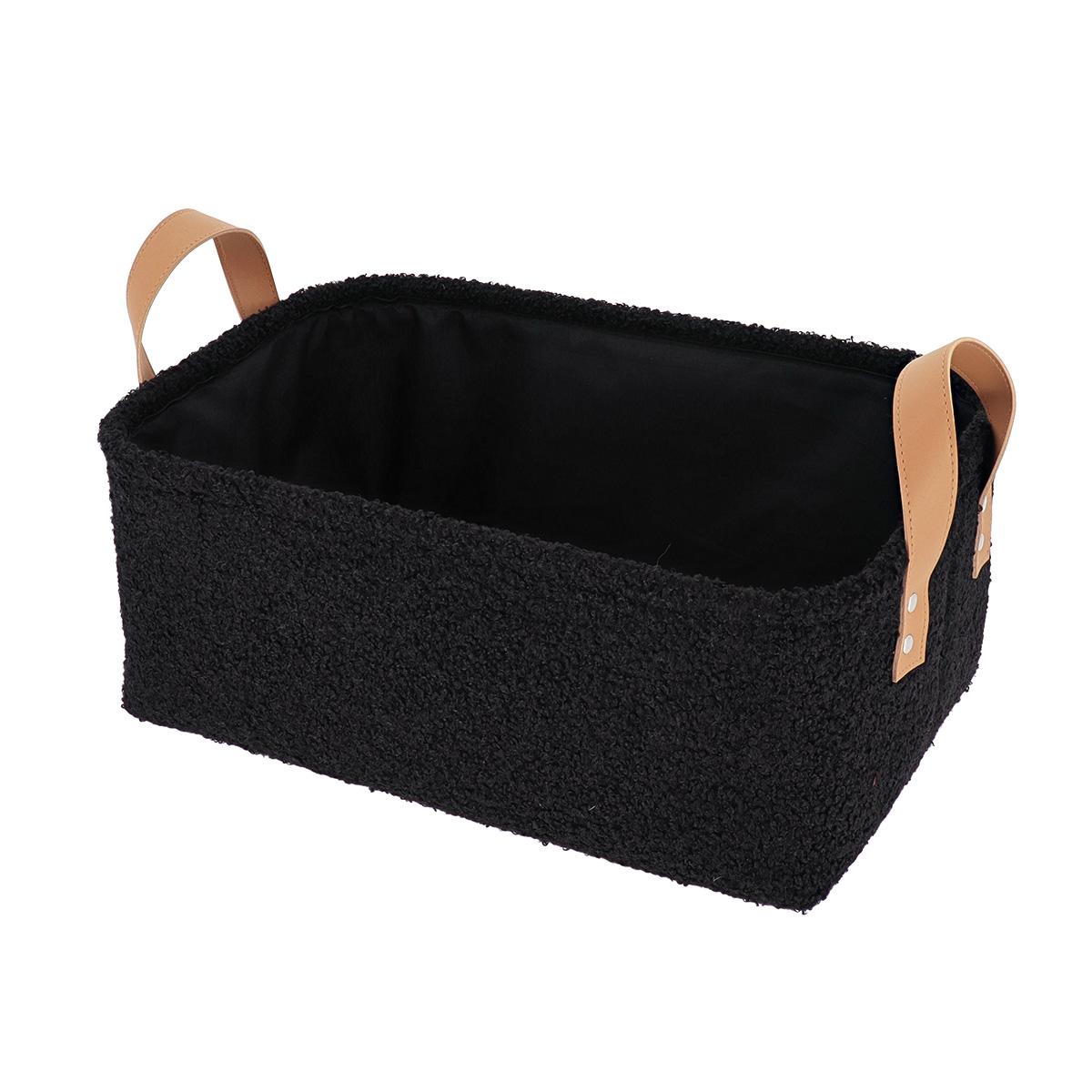 PANIER RECTANGLE FACON BOUCLETTE 39X27X15.5CM NOIR