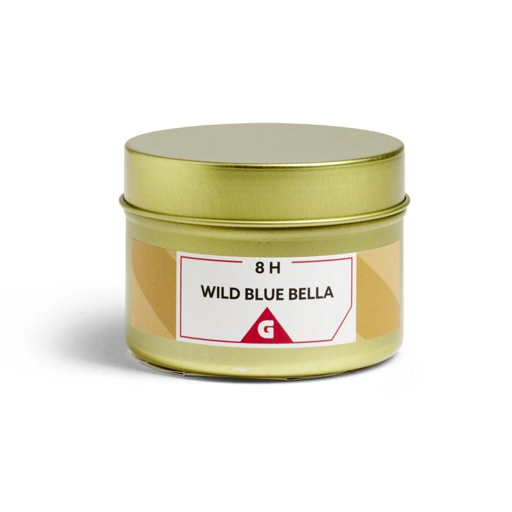 Bougie dans pot métal doré - Bleu sauvage