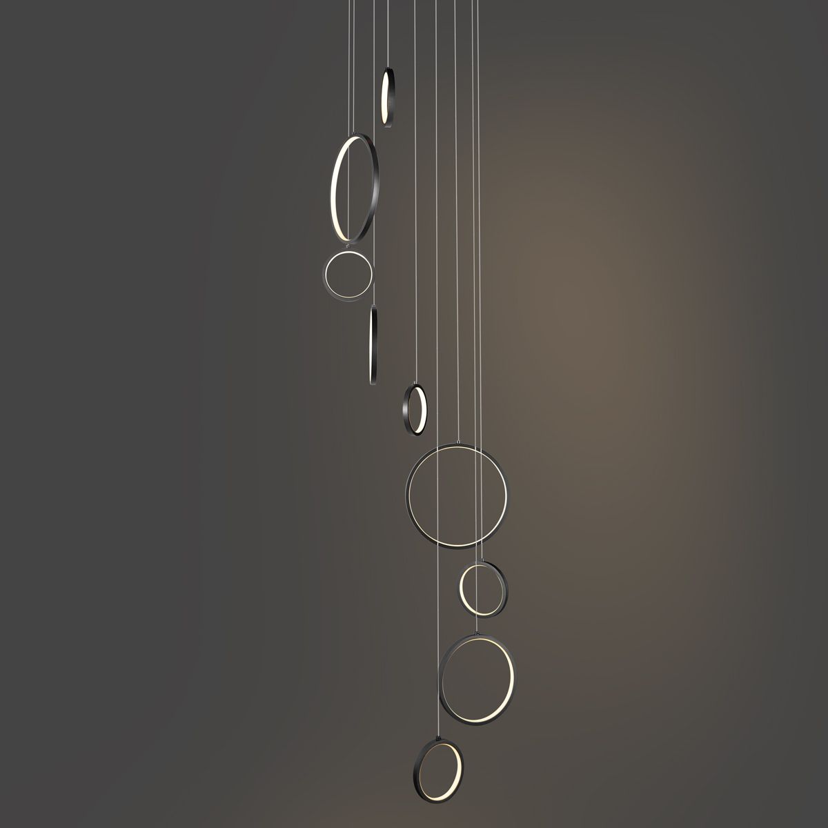 Design hanglamp zwart 9-lichts incl. LED 3-staps dimbaar - Vide Anella