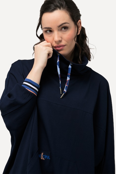Loungewear-Poncho, oversized, Stehkragen, Langarm