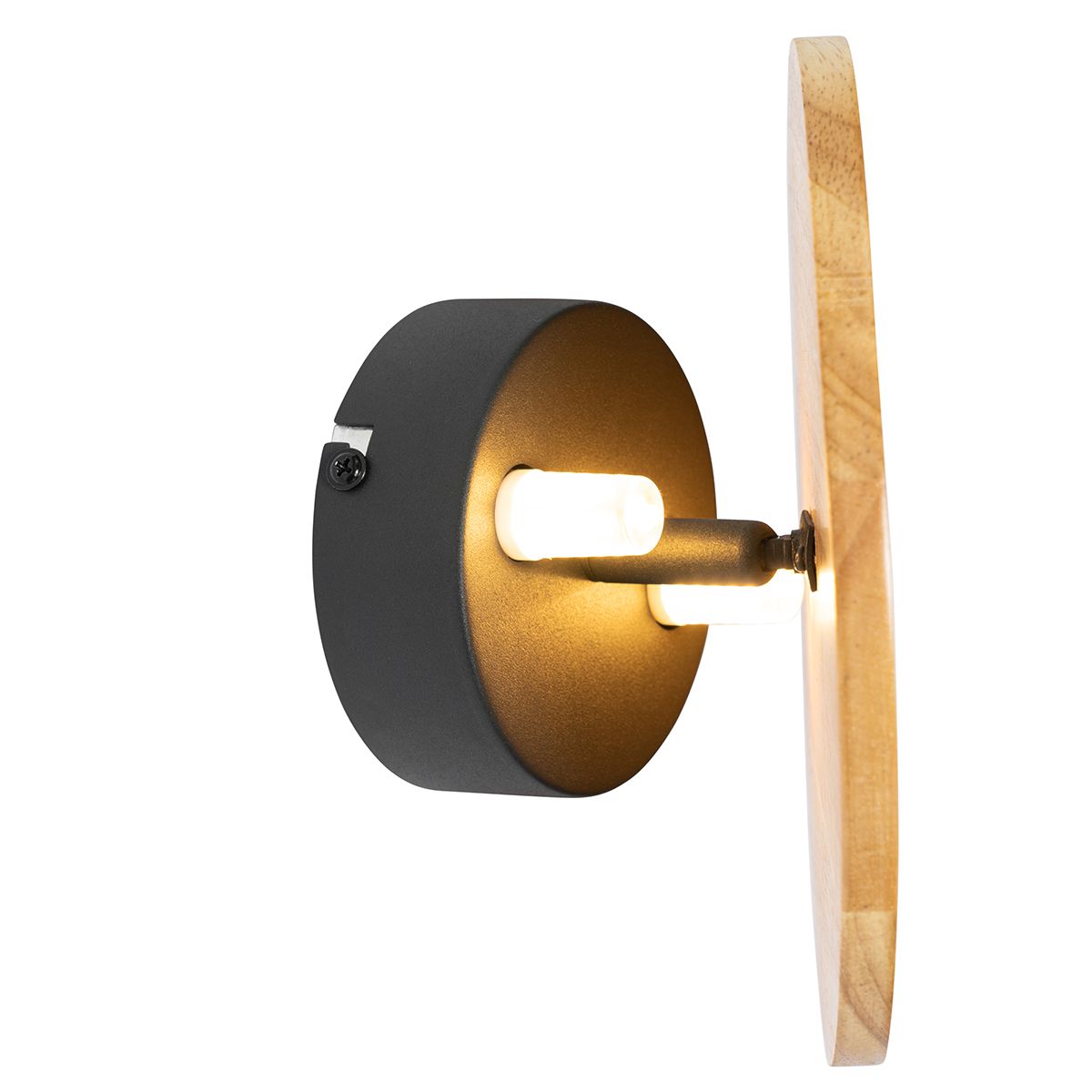 Landelijk wandlamp hout rond kantelbaar - Pulley
